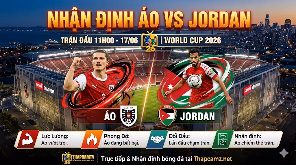 Nhận định Áo vs Jordan bảng J World Cup 2026, phân tích chuyên sâu lực lượng và phong độ từ chuyên gia ThapcamTV.